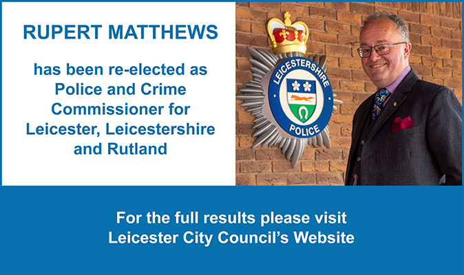 Image of Rupert Matthews as re-elected PCC for Leicester, Leicesterhire & Rutland