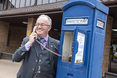 Rupert Matthews with old police telephone box